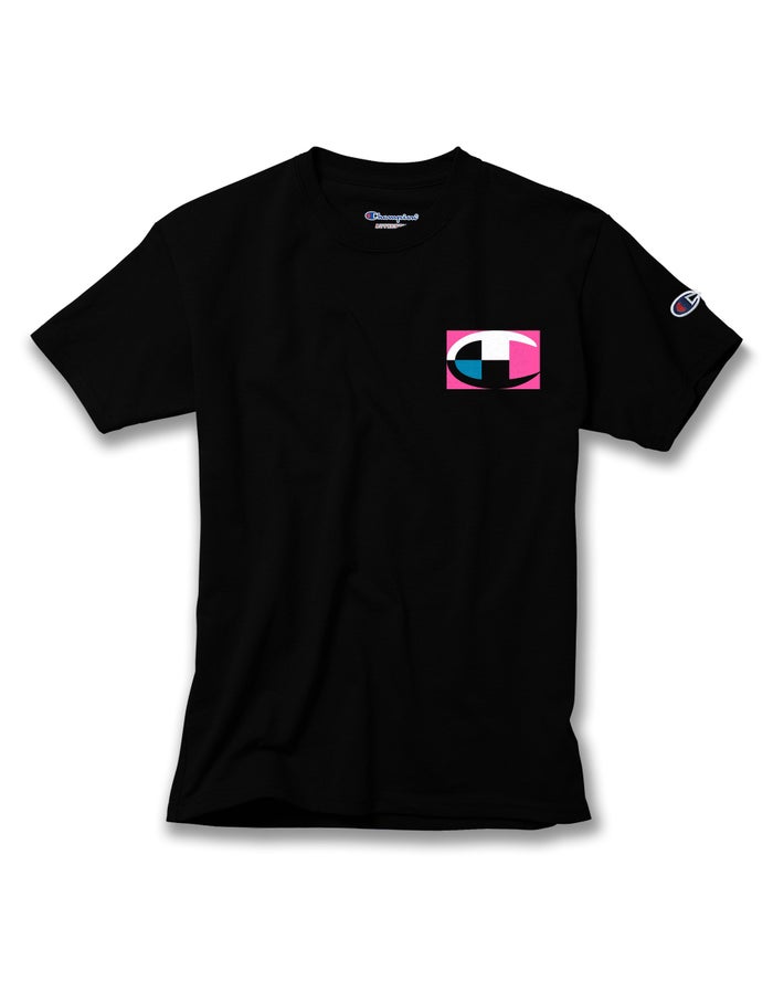 Champion T-Shirt Jongens - Zwart - Cotton Retro Colorblock Logos ( 045963-UPG )